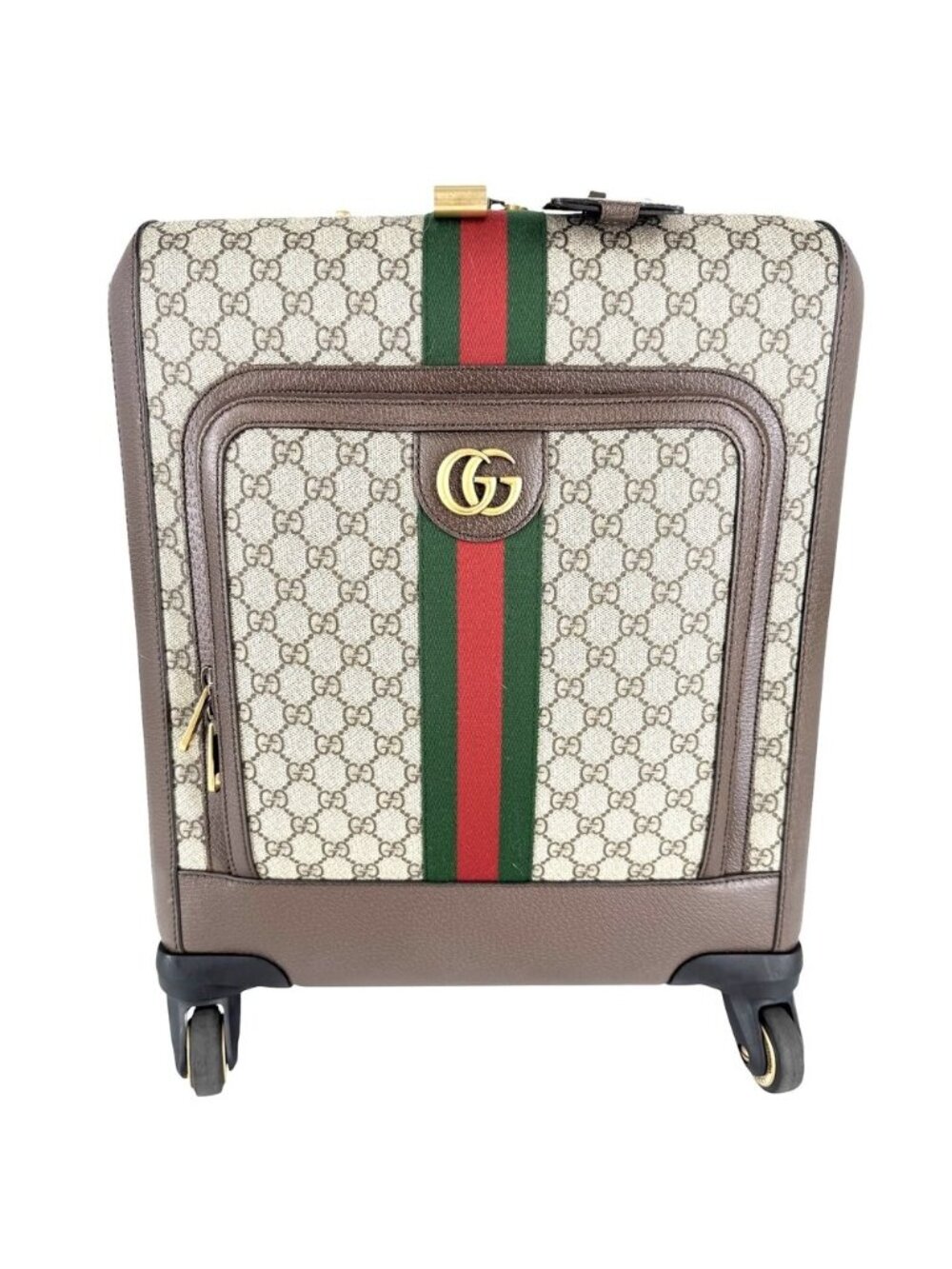 Gucci Travel Bag Savoy Cabin Trolley Suitcase Bag GG Supreme Canvas Leather